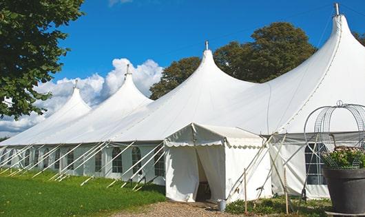 multiple portable toilets for large-scale outdoor events, ensuring availability for all guests in Caledonia